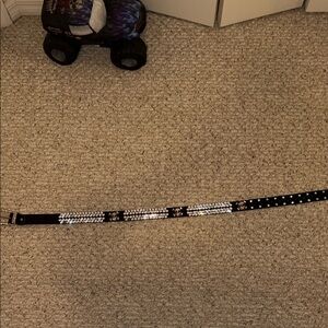 Black Belt with Silver Studs and Skulls